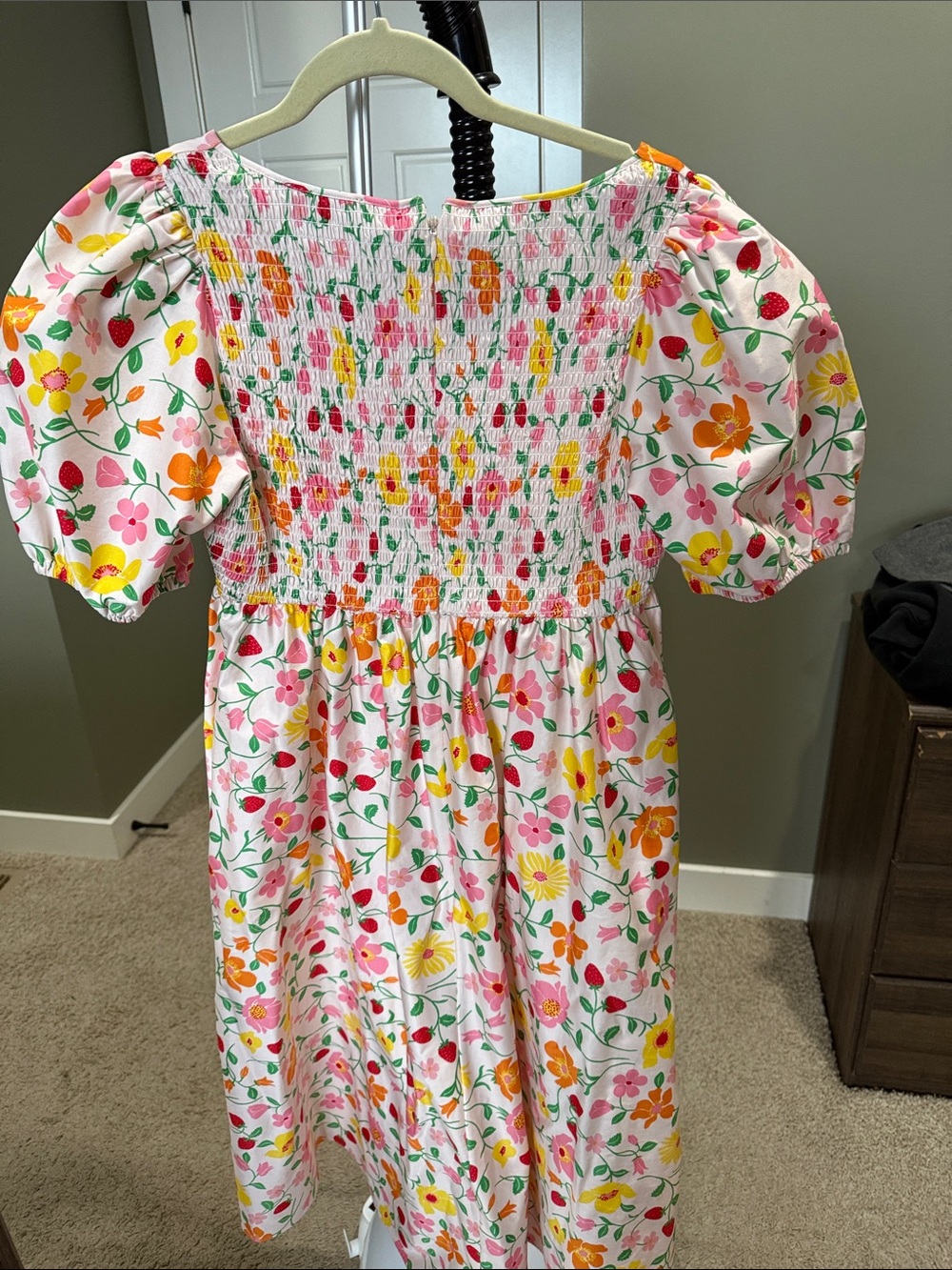 kate spade White Floral Puff Sleeve V-Neck Dress - Picture 4 of 5